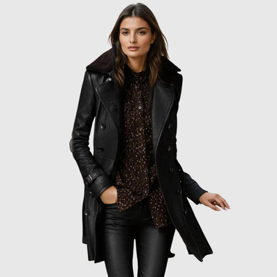 Elegant 3/4 Leather Coat