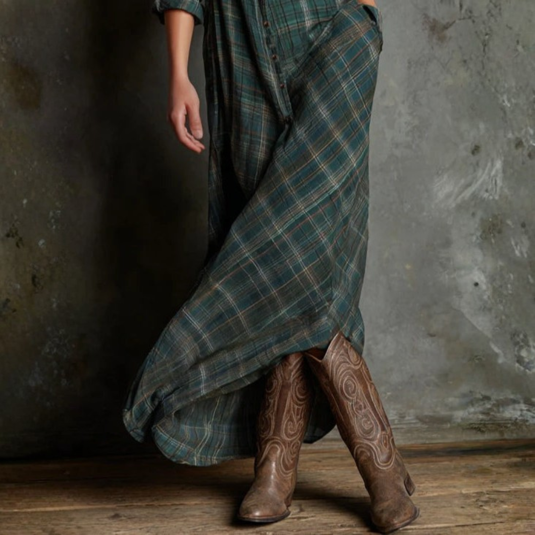 Mae Harper | Green Plaid Maxi Dress