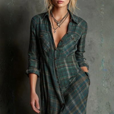 Mae Harper | Green Plaid Maxi Dress