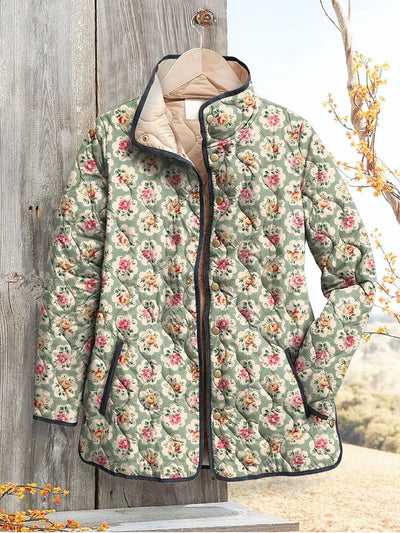 Women's Vintage Charming Jacket Art Print with Flowers