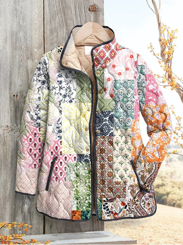 Women's Floral Pattern Jacket, Casual, Quilted