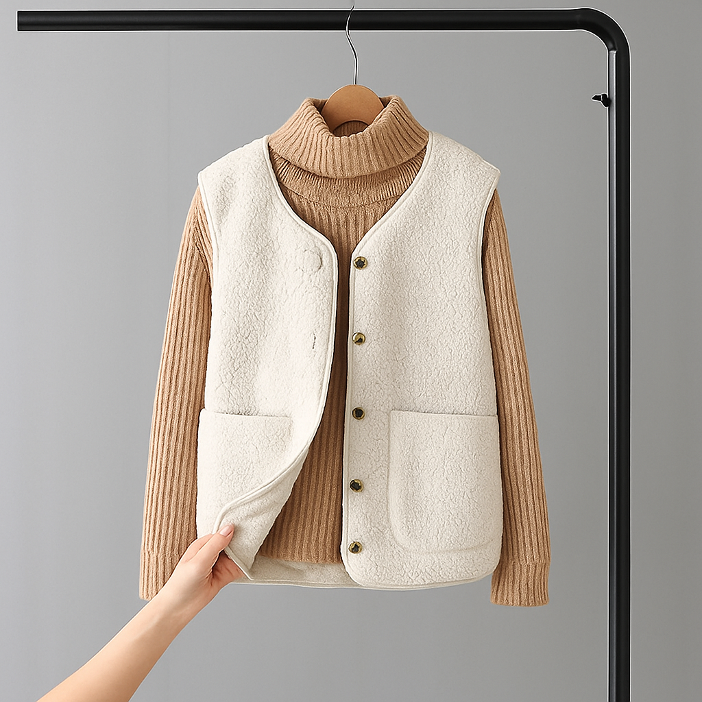 Mae Harper | Cozy Sherpa Cardigan Vest