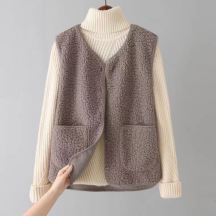 Mae Harper | Cozy Sherpa Cardigan Vest