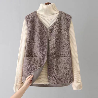 Mae Harper | Cozy Sherpa Cardigan Vest