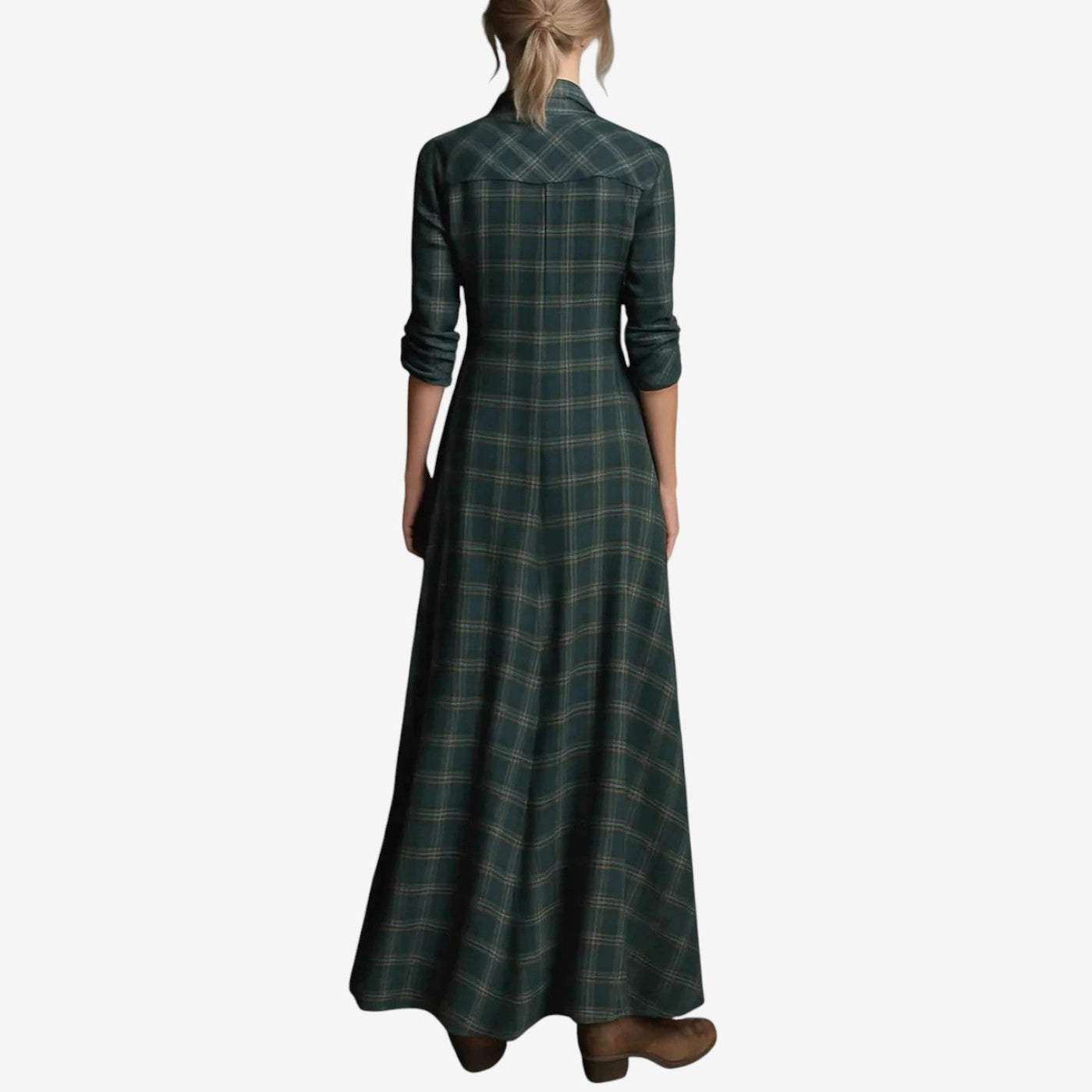 Cécile™ | Bohemian Chic Long Plaid Dress