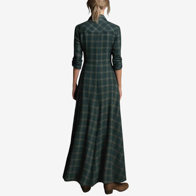 Cécile™ | Bohemian Chic Long Plaid Dress