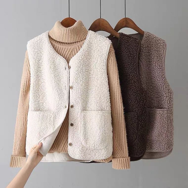 Mae Harper | Cozy Sherpa Cardigan Vest