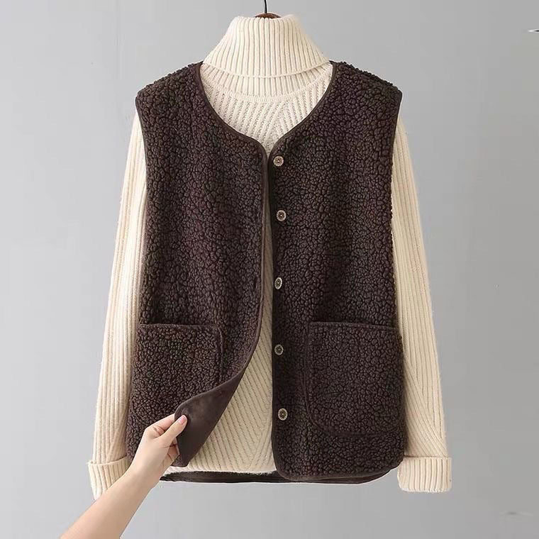 Mae Harper | Cozy Sherpa Cardigan Vest