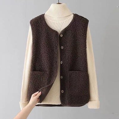 Mae Harper | Cozy Sherpa Cardigan Vest