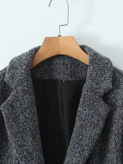 New autumn women's clothing European and American style fashion personality daily versatile loose casual suit woolen jacket