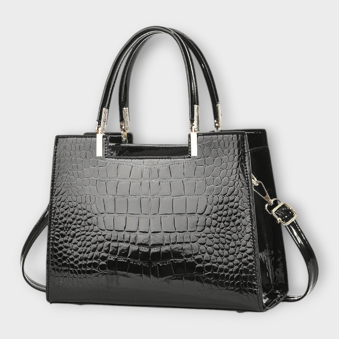 Zoey - Glossy Crocodile Pattern Handbag